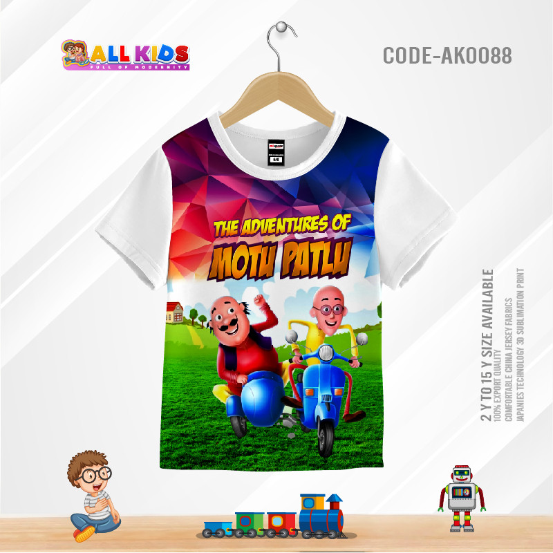 MOTU PATLU NEW KIDS 3D T-SHIRT HALF SLEEVE (SUBLIMATION PRINT)-AK0088