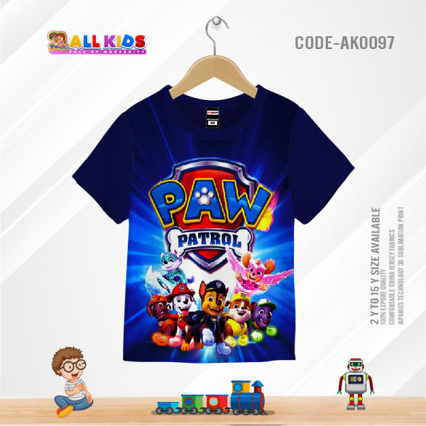 PAW PATROL KIDS 3D T-SHIRT HALF SLEEVE (SUBLIMATION PRINT)-AK0097