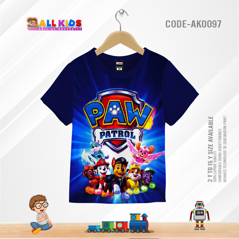 PAW PATROL KIDS 3D T-SHIRT HALF SLEEVE (SUBLIMATION PRINT)-AK0097