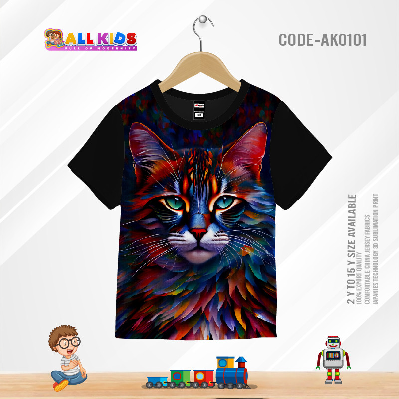 Cat colorful t-shirt half sleeve-AKHRC5.4