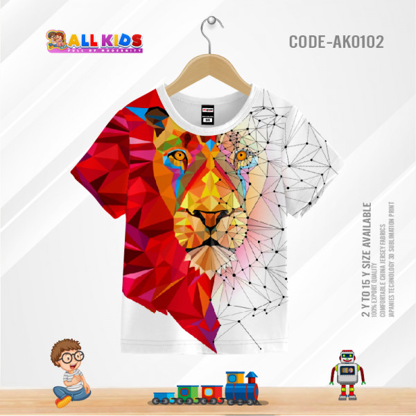 Lion white t-shirt half sleeve-AKHRC2.3