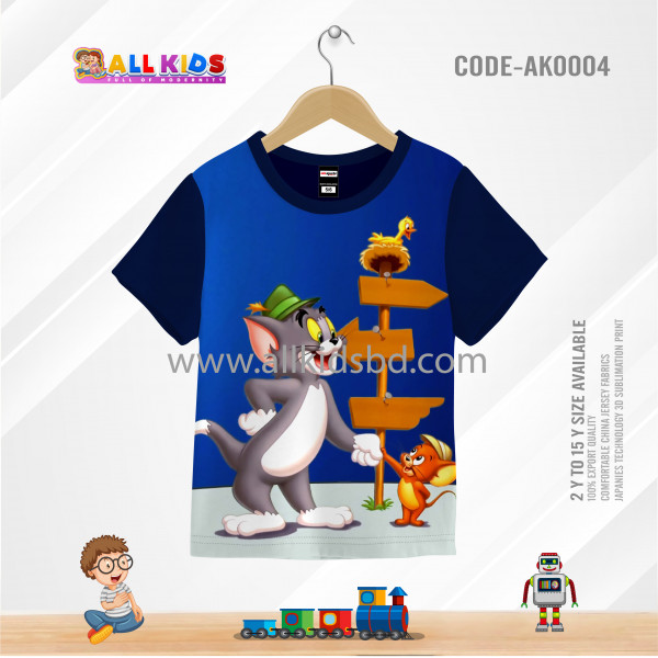 TOM AND JERRY NAVY ARROW KIDS 3D T-SHIRT HALF SLEEVE-AK0004