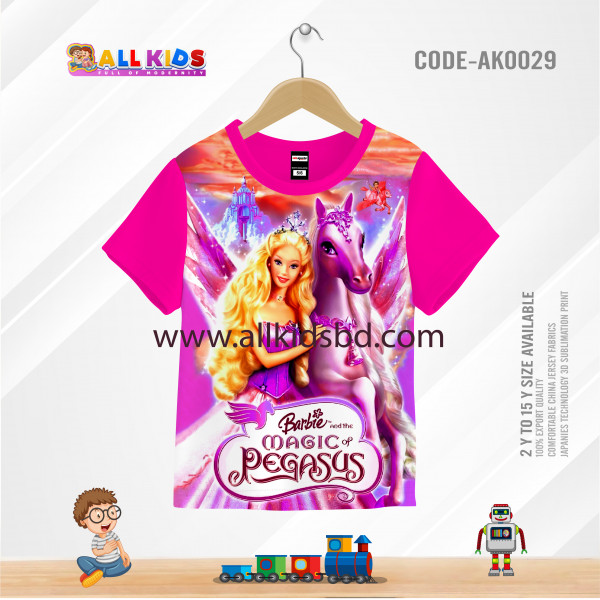 BARBIE AND THE MAGIC PEGASUS KIDS 3D T-SHIRT HALF SLEEVE (SUBLIMATION PRINT)-AK0029