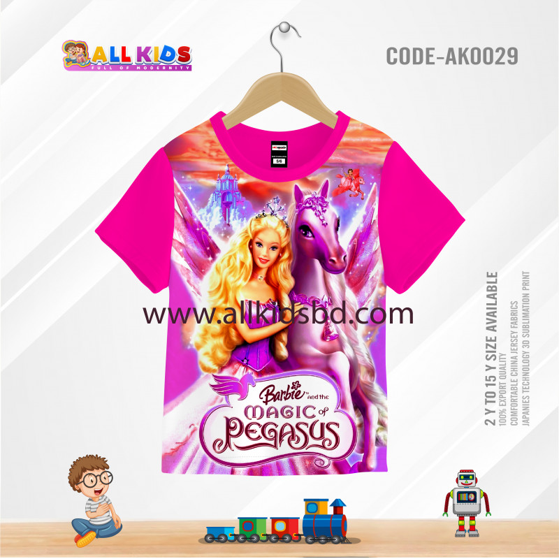 BARBIE AND THE MAGIC PEGASUS KIDS 3D T-SHIRT HALF SLEEVE (SUBLIMATION PRINT)-AK0029