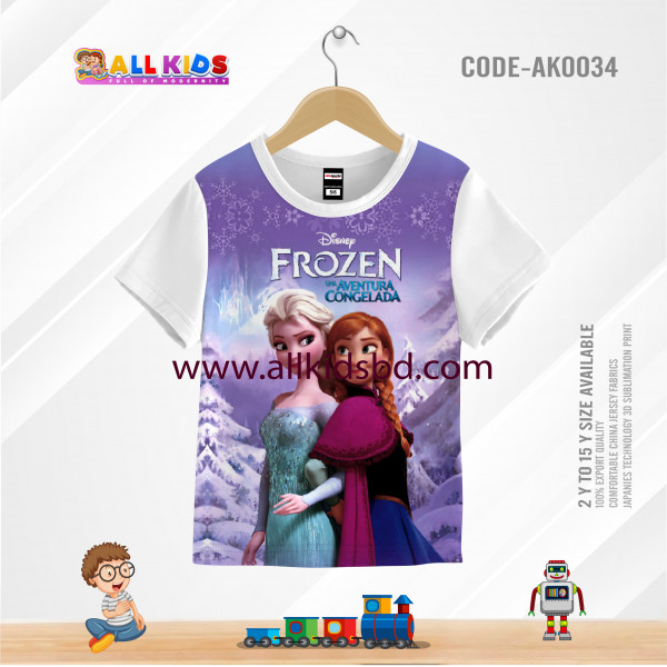 FROZEN PURPLE KIDS 3D T-SHIRT HALF SLEEVE-AK0034
