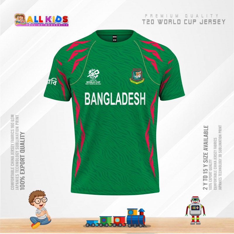T20 CRICKET WORLD CUP 2024 BD KIDS JERSEY HALF SLEEVE (SUBLIMATION PRINT)-AK0078