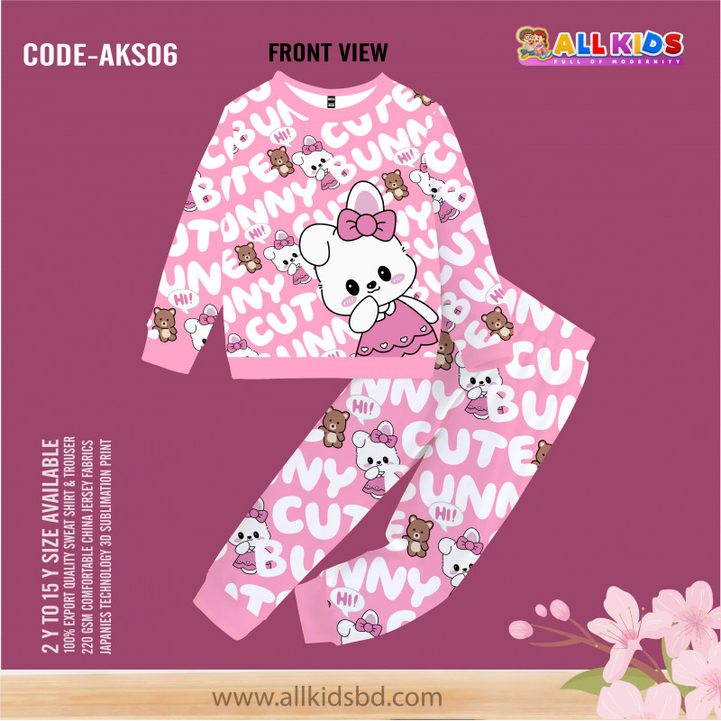KIDS SWEAT SHIRT AND TROUSER SET CUTE BUNNY (3D SUBLIMATION PRINT)-AKS06