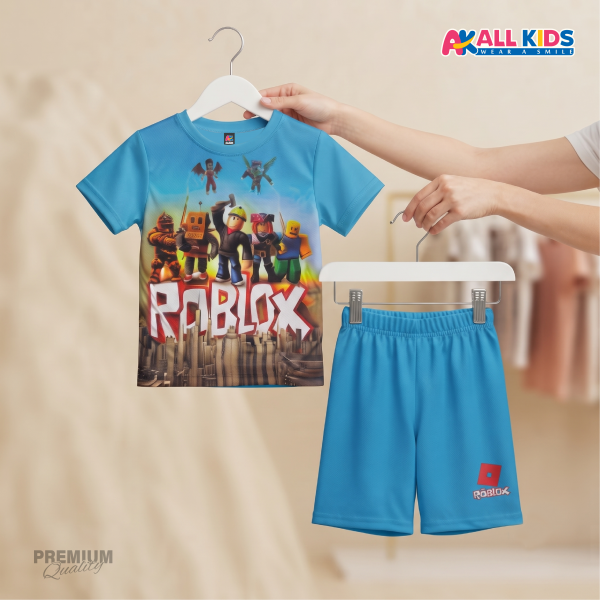 Army, Cars 95 & Roblox 3D Printed T-Shirt and Shorts 3 Sets Combo for Kids