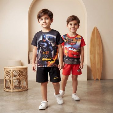Super Kids 3D T-Shirt 2-Piece Combo – Batman & Cars 95