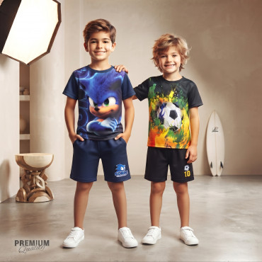 Super Kids 3D T-Shirt 2-Piece Combo – Sonic & Football
