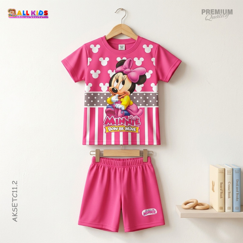  T-shirt & half pant set minnie pink design-AKSETC11.2