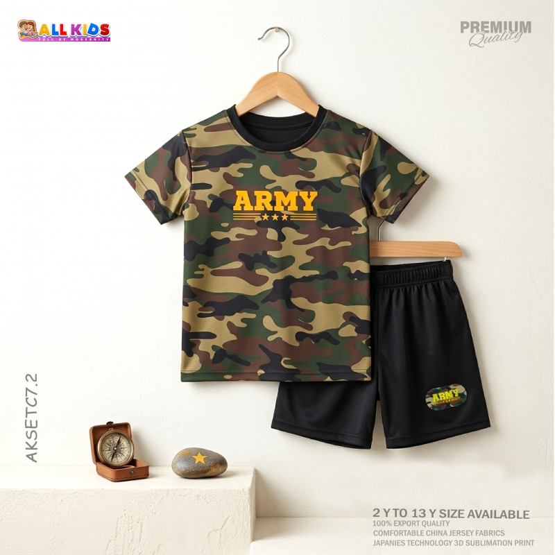  T-shirt & half pant set army design-AKSETC7.2