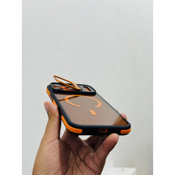 High-End anti-slip strip Contrast color lens holder magnetic Case For Iphone