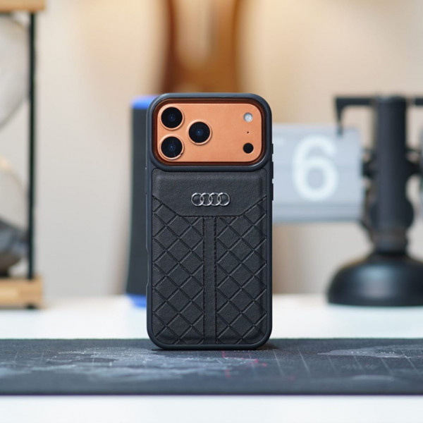 Premium Audi Genuine Leather iPhone Case 12 to 17 Pro Max