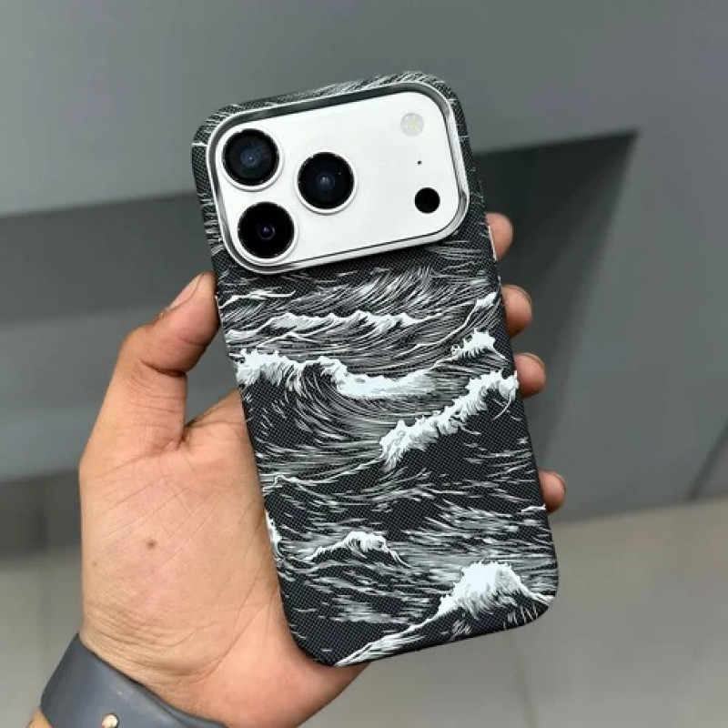 Luxo Life Carbon Fiber Texture Back Case for iPhone (Ocean) 