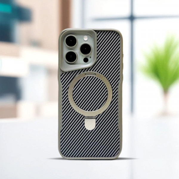 RMO Brand Luxury Carbon Fiber Kickstand Magsafe Case For Iphone 12 To 17 Pro Max