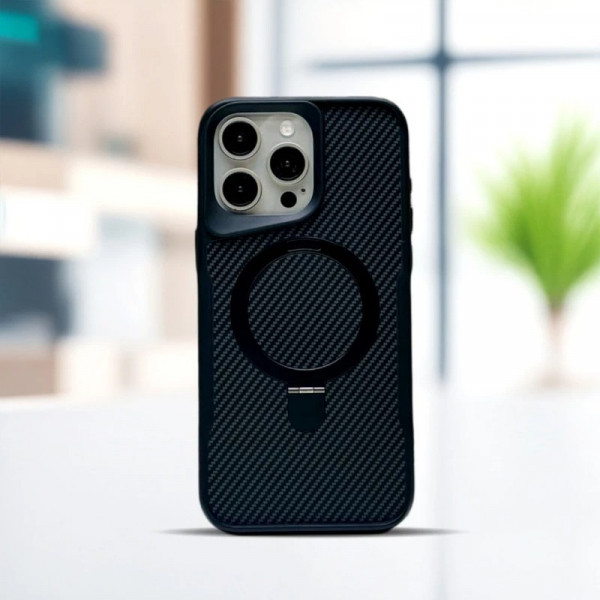 RMO Brand Luxury Carbon Fiber Kickstand Magsafe Case For Iphone 12 To 17 Pro Max