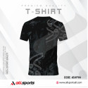 'Alhamdulillah' Black Half Sleeve Four Part Sublimation Print For T-Shirt -Code: AS120