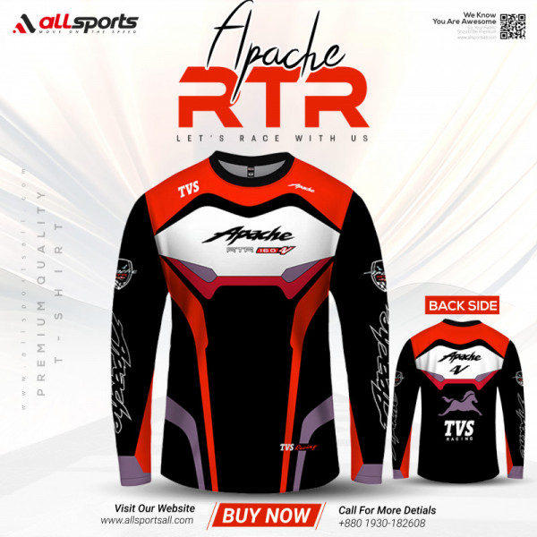 Apache 4v Bike Full Sleeve Four Part Sublimation Print For Premium Bike T-Shirt - AS28