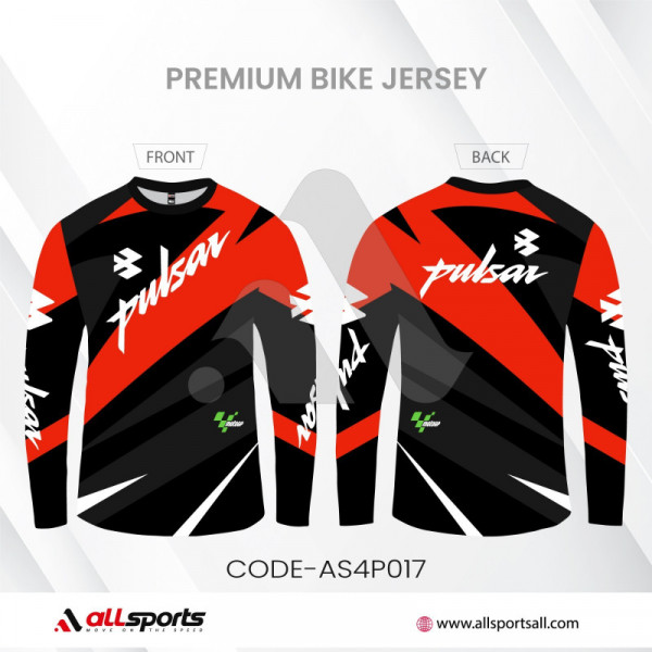 Pulsar Red Bike Full Sleeve Four Part Sublimation Print For Premium Bike T-Shirt - AS23
