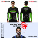 Yamaha R15 Eneos Black Bike Full Sleeve Four Part Sublimation Print For Bike T-Shirt -ASD016 (Free Bandana)