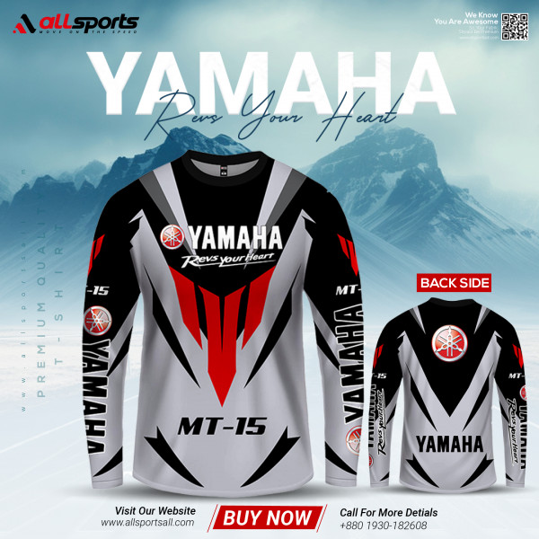 YAMAHA MT15 White T-shirt Full Sleeve (4 part sublimation print)-AS4P004