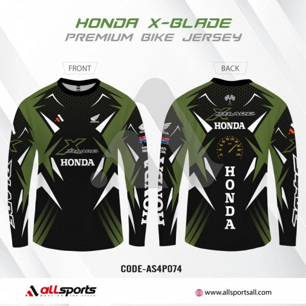  Honda X-Blade Green Full Sleeve Four Part Sublimation Print For Bike T-Shirt -AS4P074