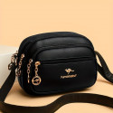 Stylish Women's Crossbody Multi-pocket Soft Leather Handbags (Black