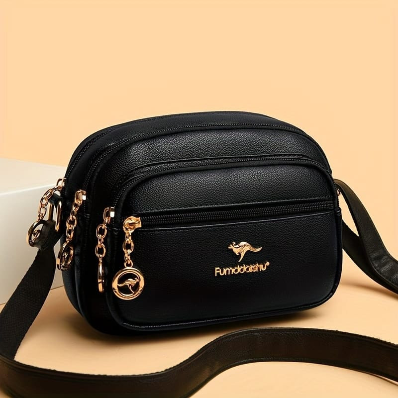 Stylish Women's Crossbody Multi-pocket Soft Leather Handbags (Black
