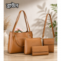 4pcs Combo Women Best Leather Tote Bag(Brown) 