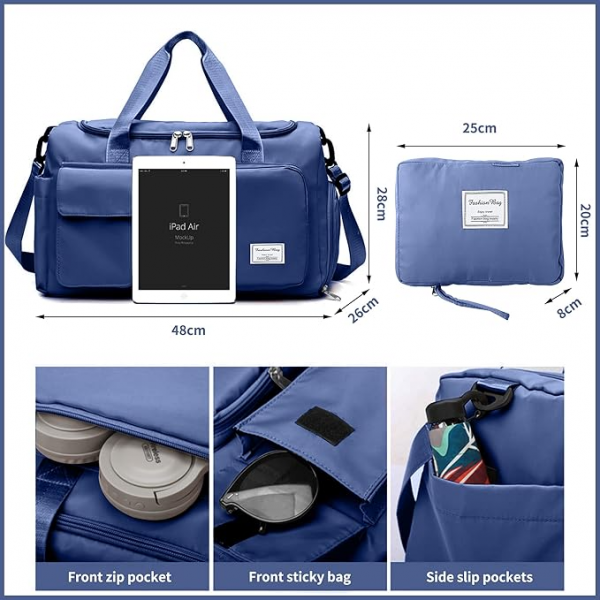 Fashionable Large Capacity Travel & Gym Bag (light purple colour)Code : 185