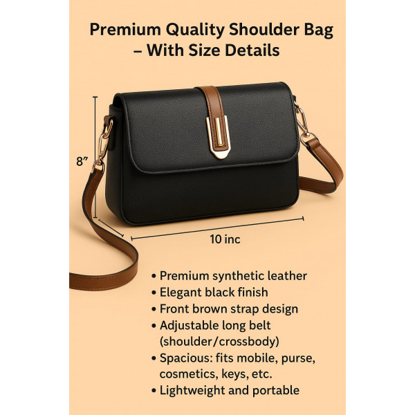 2 Genuine Soft Leather Handbag  (Black)