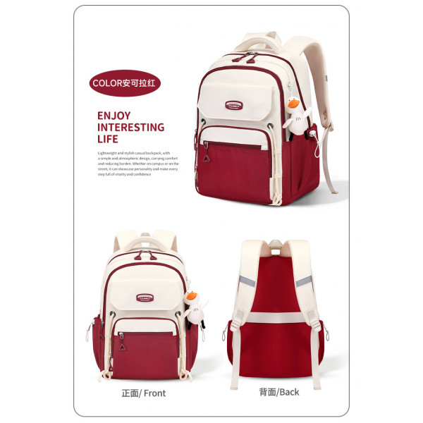  Middle School, High School, and College Students' Schoolbags Stain-Resistant Backpacks ( Meroon)