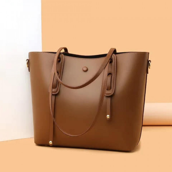 Luxury cow leather Tote bag.(Brown colour)