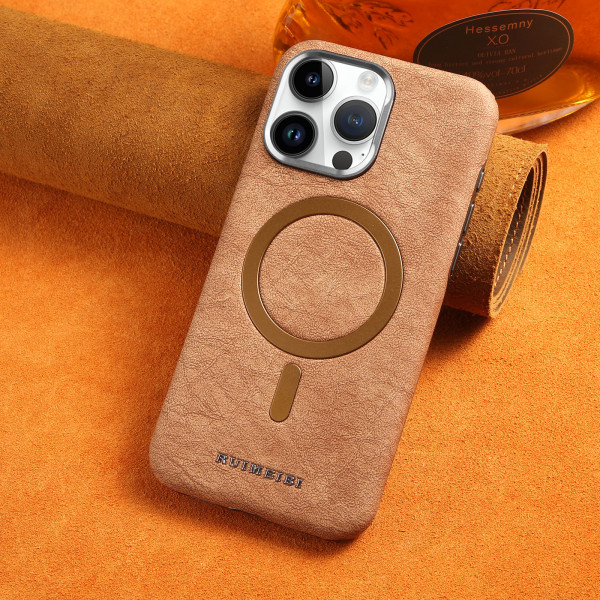 Desert Ruimeibi.case অরিজিনাল লেদার দিয়ে তৈরি |Anti-Fall MagSafe Leather Case PU Leather Electroplated Bezel Case. আইফোন কভার ,মোবাইল না|