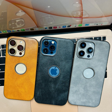 Apple Logo Hole IBen Premium Lather Side Soft  Case 