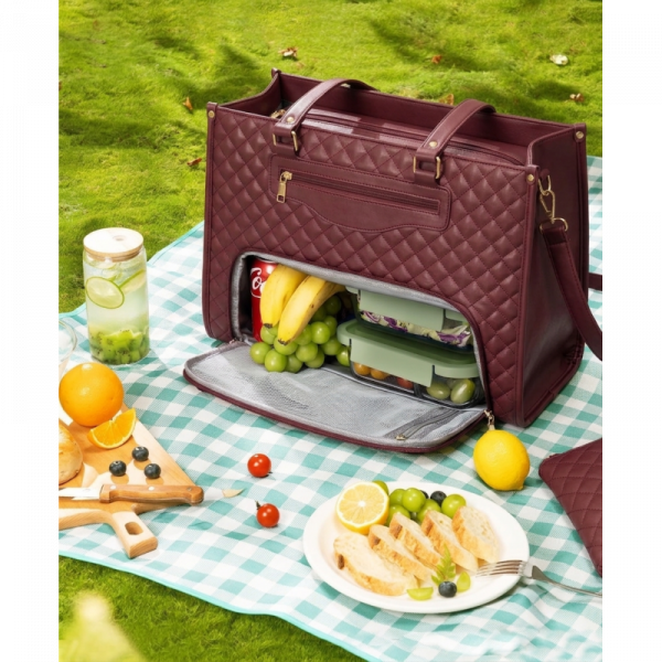 Office - Travel Tote Bag with Lunch Compartment Laptop Bag (Meroon)