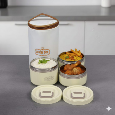 3 Layer Lunch Box Set (3 Pcs + Free Carry Bag)