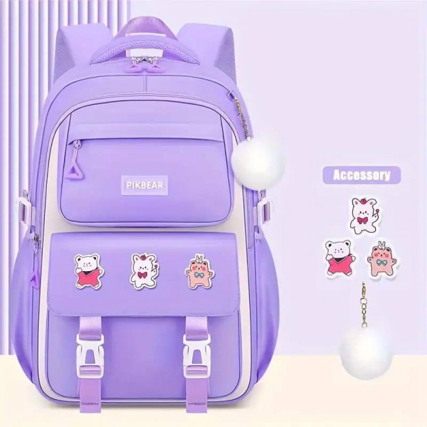  ( Purple Colour ) Waterproof School Book Bag 