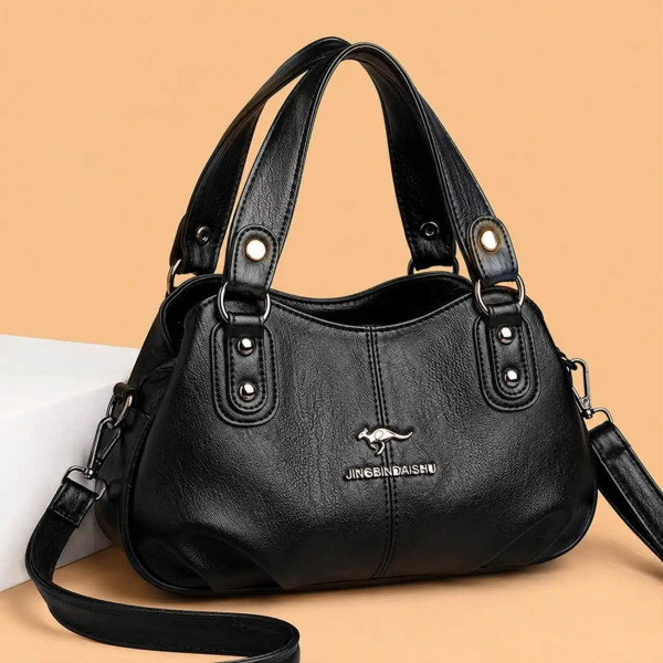 Premium 3 Layer Women Handbag(Black)