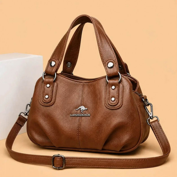 Premium 3 Layer Women Handbag(Brown)