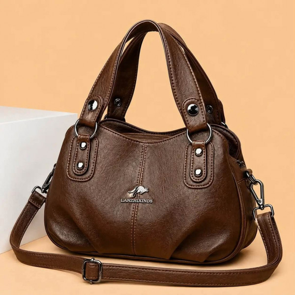 Premium 3 Layer Women Handbag(Coffee)
