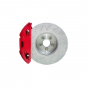 Automobile brake disk with caliper stock photo