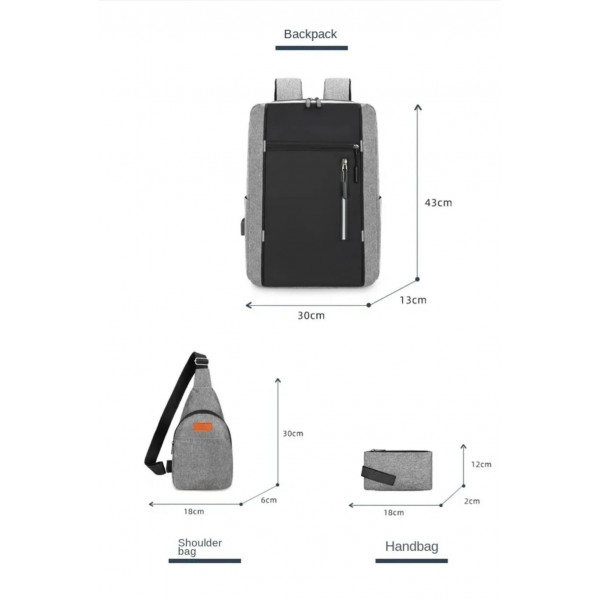3 pcs combo set Backpack (Black)
