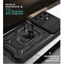 For Samsung Galaxy Ultra Series Kickstand Case with Slide Lens Cover, Built in 360° Rotate Ring Stand Magnetic Car Mount Cover