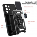 For Samsung Galaxy Ultra Series Kickstand Case with Slide Lens Cover, Built in 360° Rotate Ring Stand Magnetic Car Mount Cover