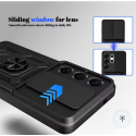 For Samsung Galaxy Ultra Series Kickstand Case with Slide Lens Cover, Built in 360° Rotate Ring Stand Magnetic Car Mount Cover