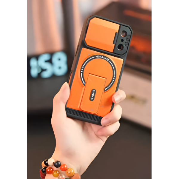 Classic Full Lens Protection Orange Color Fold Stand Magnetic Phone Cases For iPhone