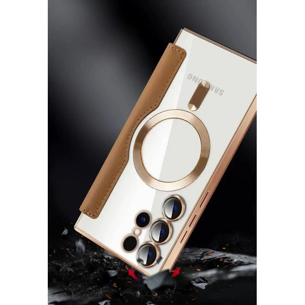 Electroplated Transparent Leather Magsafe Case for Samsung