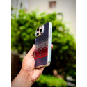 Luxo Brand Carbon Fiber Striped Electroplated Silver Magnetic Case For iPhone